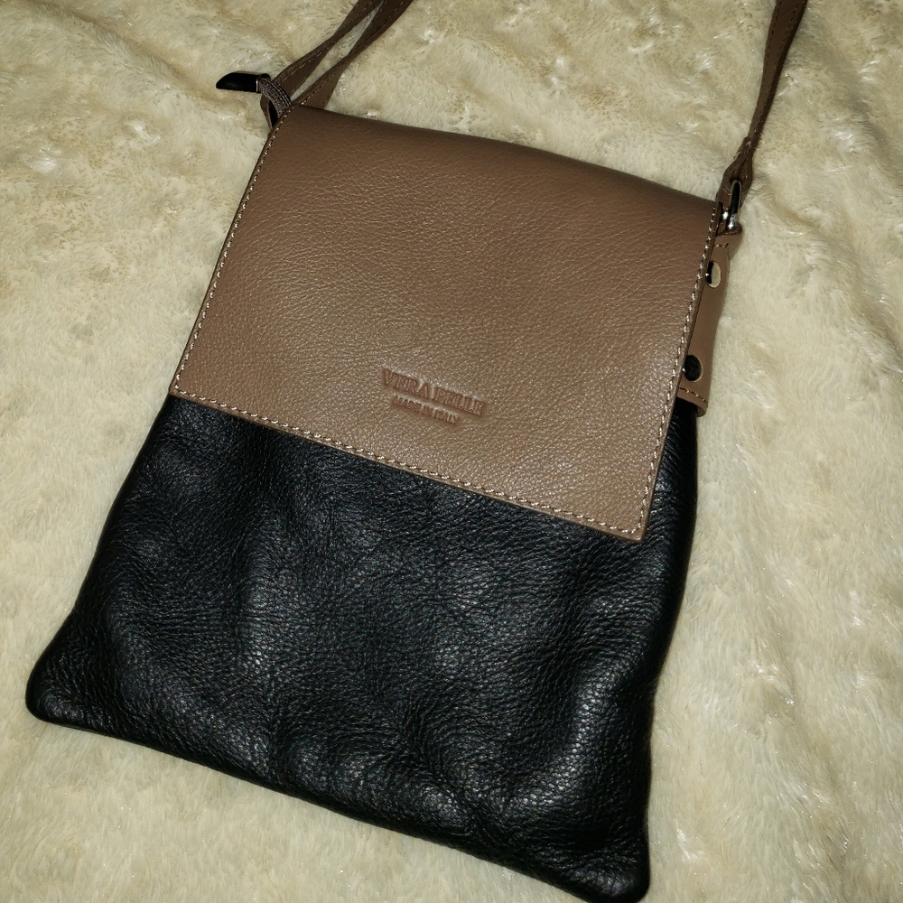 Vera Pelle Tan and Black Crossbody Bag